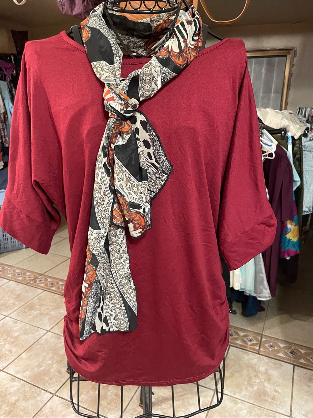 Women’s Burgundy Dolman Sleeve Blouse